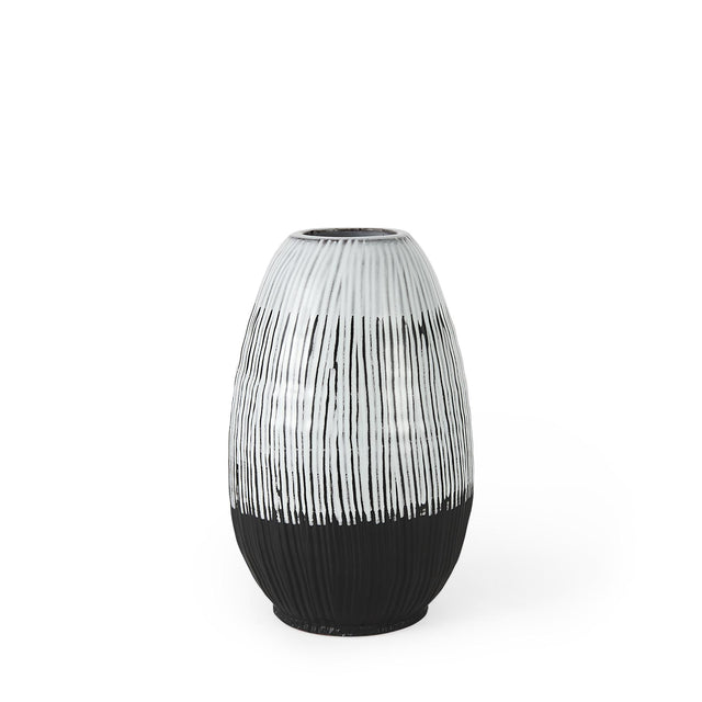 Mercana Tanami II Short Dark Brown/White Glazed Ceramic Vase