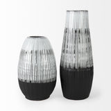 Mercana Tanami II Short Dark Brown/White Glazed Ceramic Vase