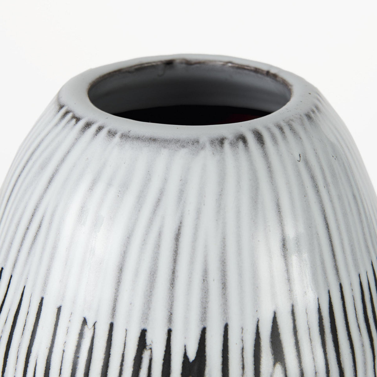 Mercana Tanami II Short Dark Brown/White Glazed Ceramic Vase