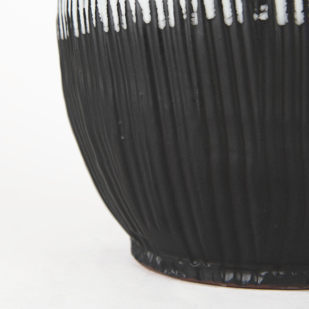 Mercana Tanami II Short Dark Brown/White Glazed Ceramic Vase