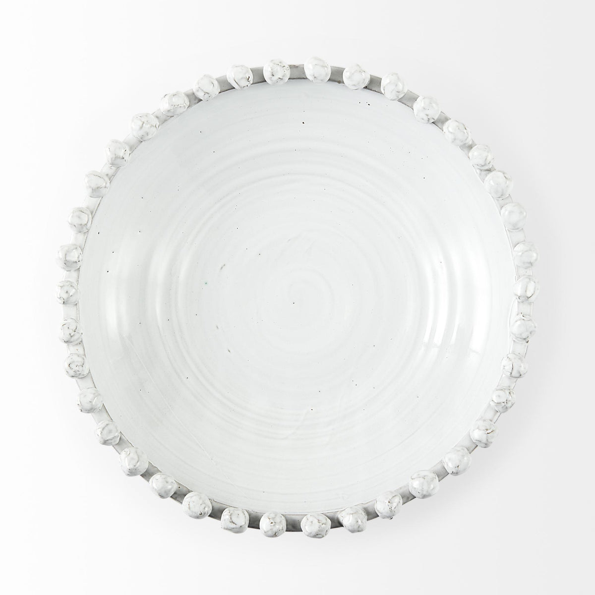 Mercana Basin 16" Round Off-White Glazed Decorative Bowl