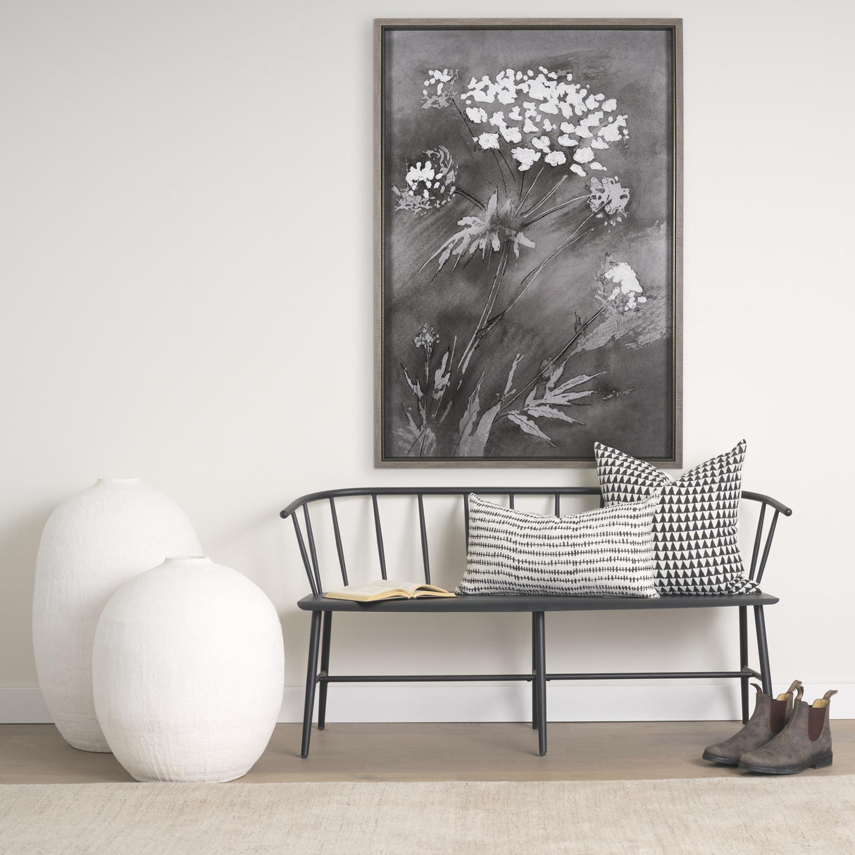 Mercana Karakum II Large White Textured Ceramic Vase