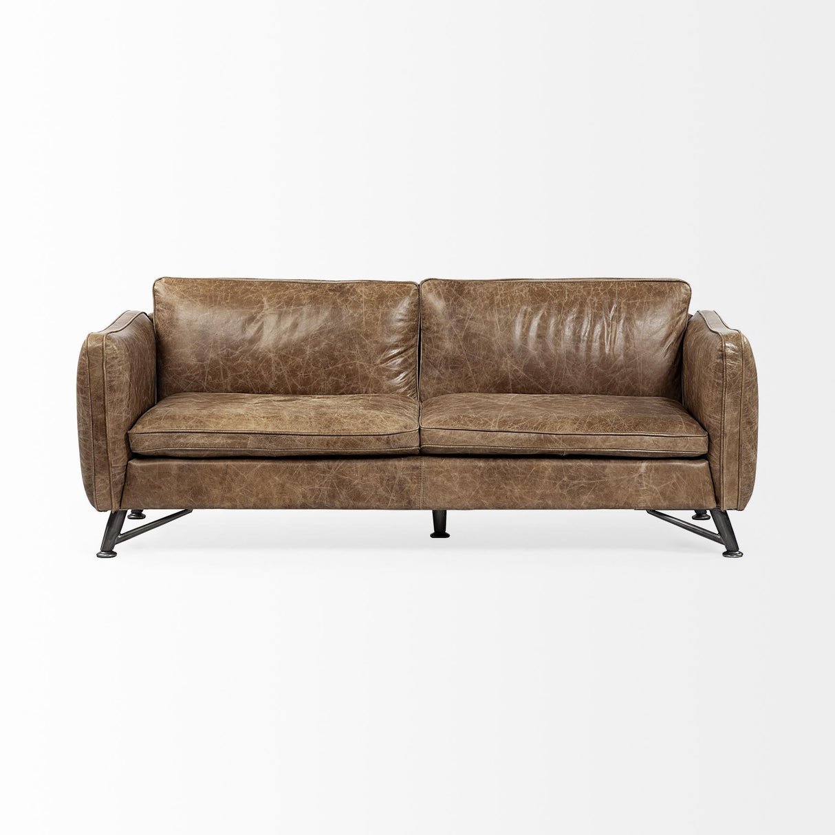 Mercana Cobain I 84" Brown Leather Two Seater Sofa