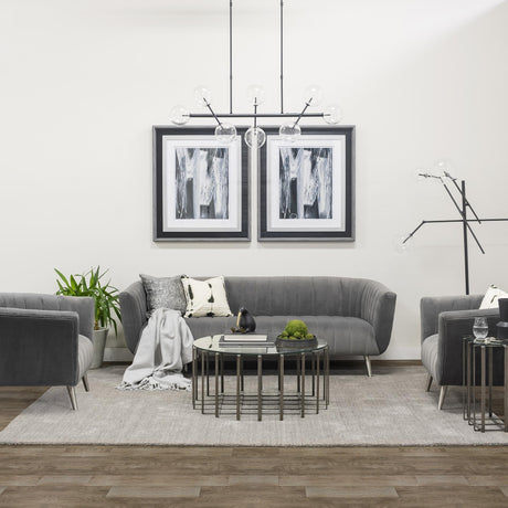 Mercana Connor II 84" Black Metal Glass Globe Three Light Floor Lamp