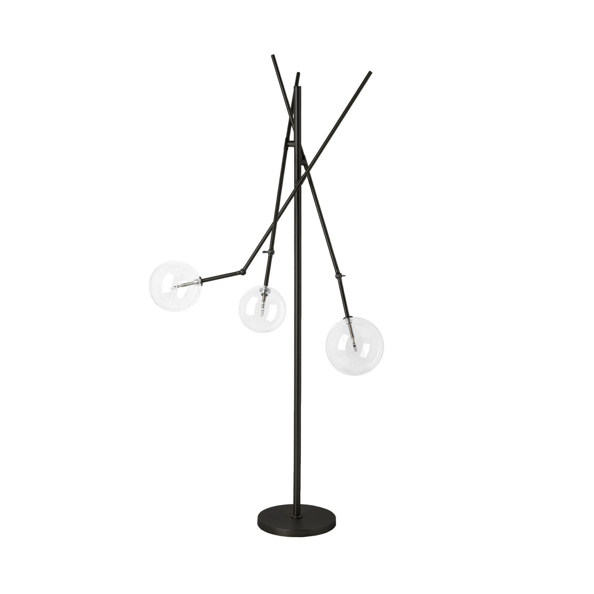 Mercana Connor II 84" Black Metal Glass Globe Three Light Floor Lamp