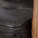 Mercana Phineas Black Leather W/ Brown Wooden Frame Accent Chair