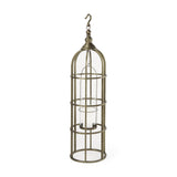 Mercana Gerson I Large Cage-Style Gold Metal Candle Holder Lantern