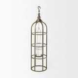 Mercana Gerson I Large Cage-Style Gold Metal Candle Holder Lantern