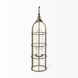 Mercana Gerson I Large Cage-Style Gold Metal Candle Holder Lantern