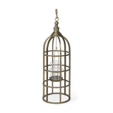 Mercana Gerson II Small Cage-Style Gold Metal Candle Holder Lantern