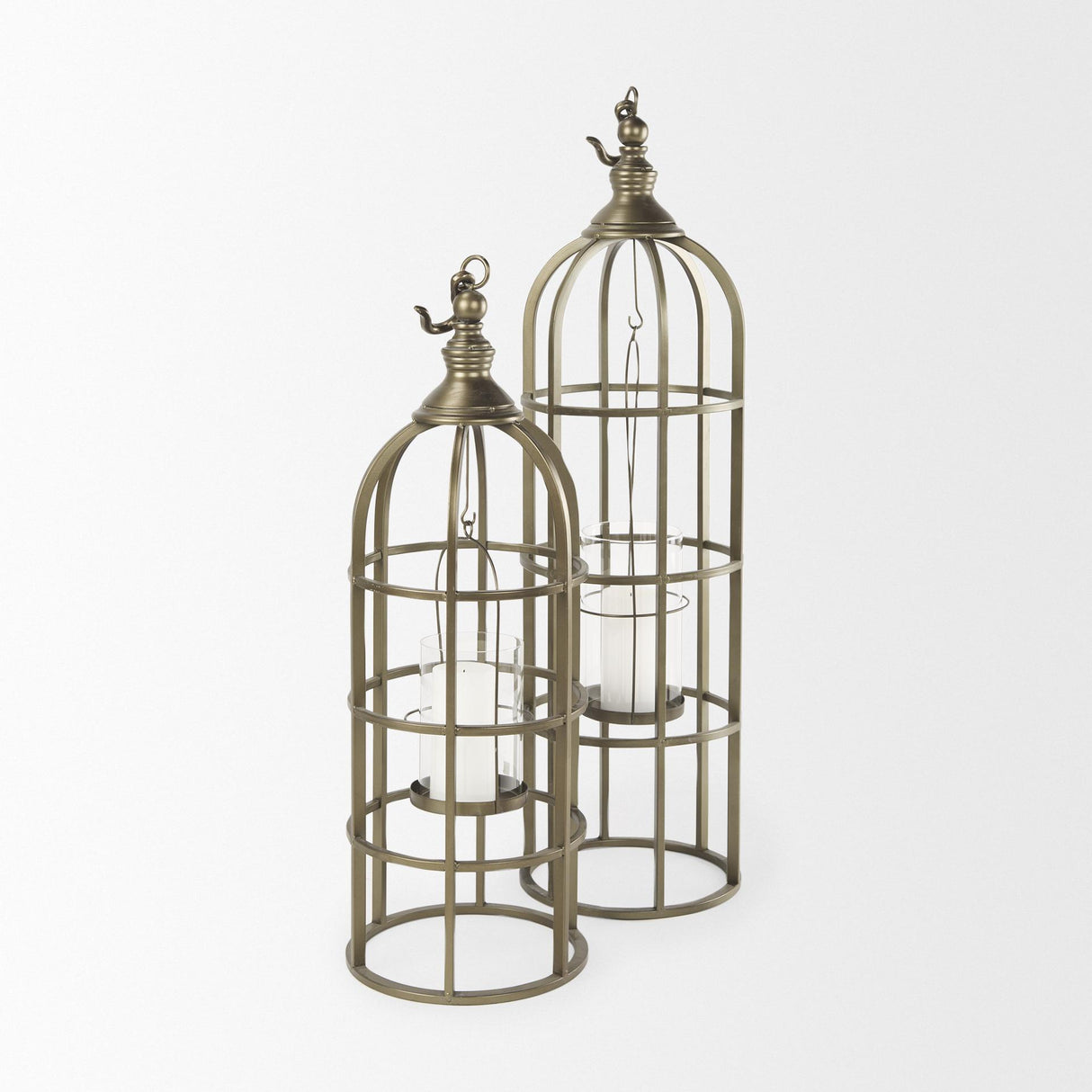 Mercana Gerson II Small Cage-Style Gold Metal Candle Holder Lantern