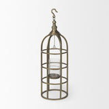Mercana Gerson II Small Cage-Style Gold Metal Candle Holder Lantern