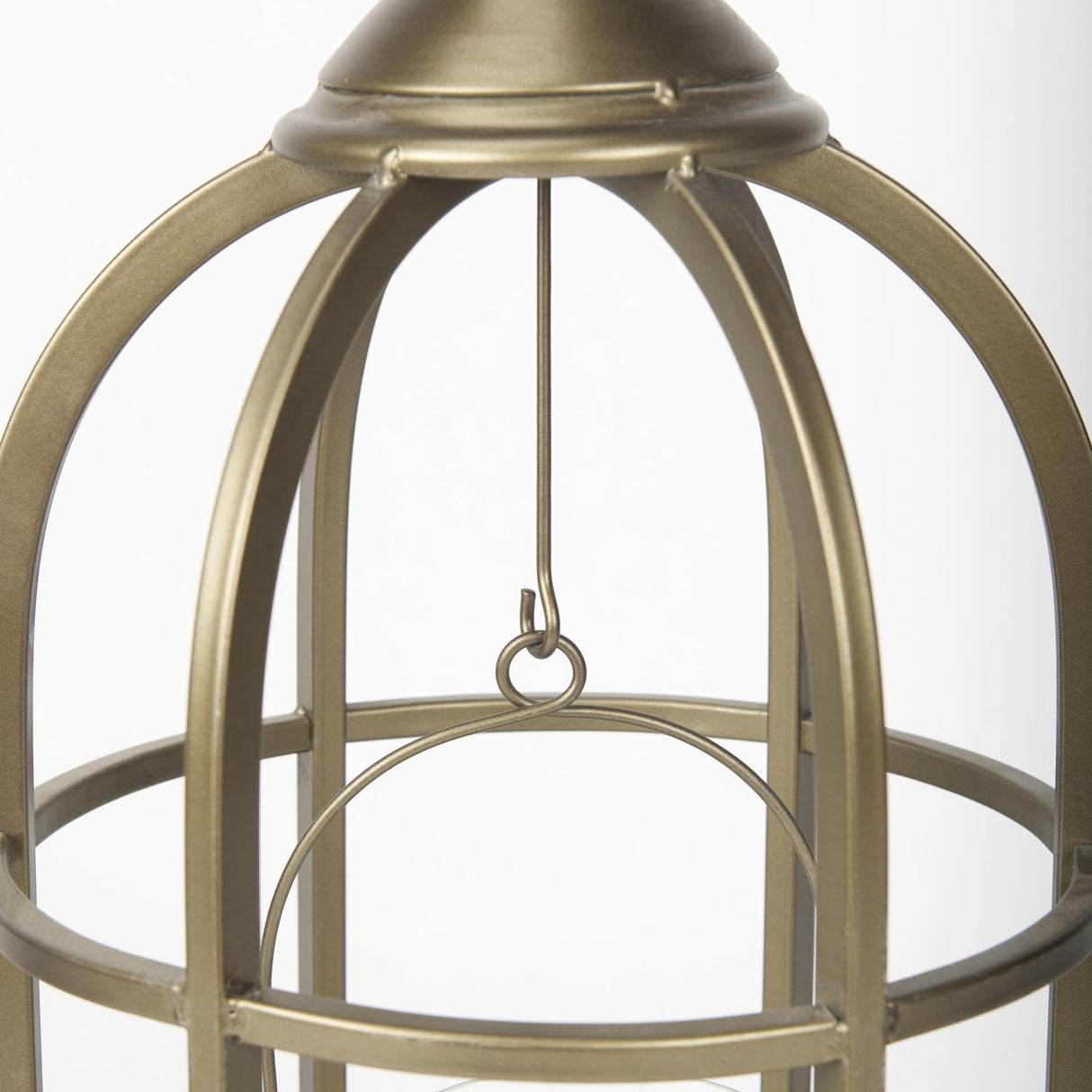 Mercana Gerson II Small Cage-Style Gold Metal Candle Holder Lantern