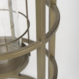 Mercana Gerson II Small Cage-Style Gold Metal Candle Holder Lantern