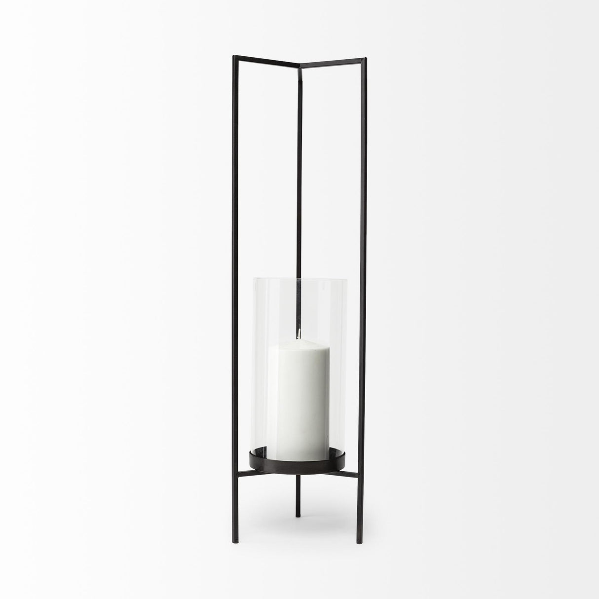 Mercana Abigail I Large Gunmetal Gray Metal Table Candle Holder