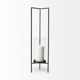 Mercana Abigail I Large Gunmetal Gray Metal Table Candle Holder