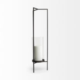 Mercana Abigail I Large Gunmetal Gray Metal Table Candle Holder