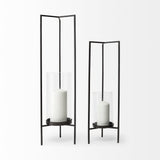 Mercana Abigail I Large Gunmetal Gray Metal Table Candle Holder