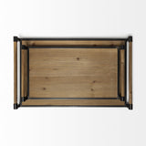 Mercana Benson Set of 2 Brown Wood Black Metal Trays