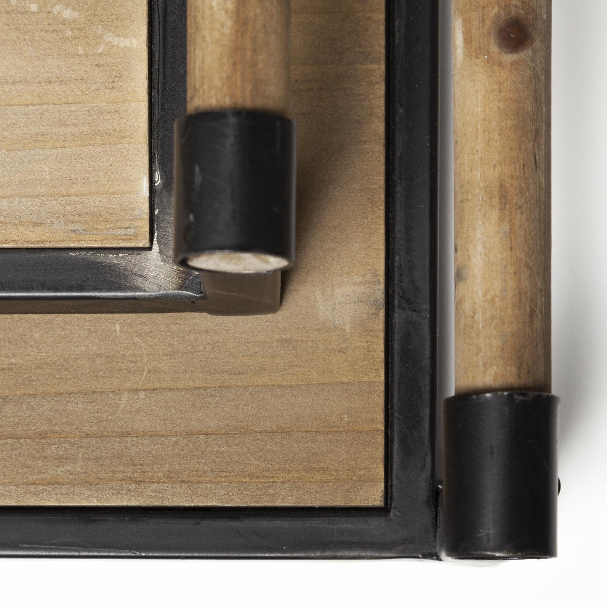 Mercana Benson Set of 2 Brown Wood Black Metal Trays