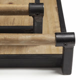 Mercana Benson Set of 2 Brown Wood Black Metal Trays