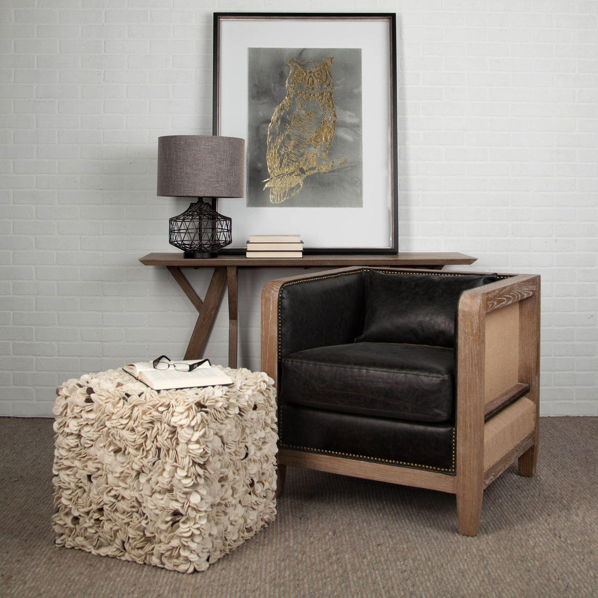Mercana Clark (20"H) Bronze Barrel Metal Base Beige Linen Shade Table Lamp