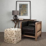 Mercana Clark (20"H) Bronze Barrel Metal Base Beige Linen Shade Table Lamp