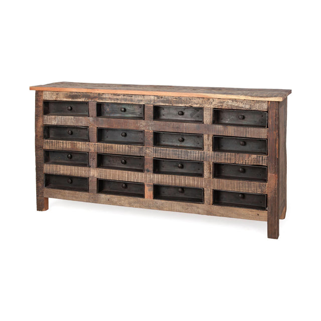 Mercana Wilton I 63x16 Reclaimed Wood and Metal 16 Drawer Sideboard