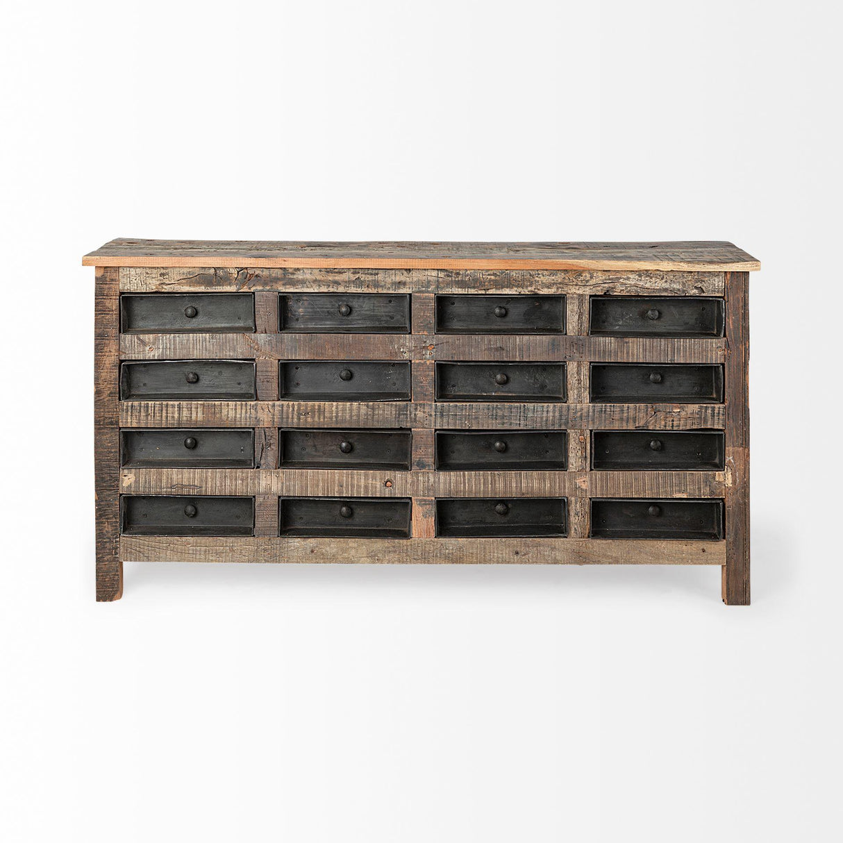 Mercana Wilton I 63x16 Reclaimed Wood and Metal 16 Drawer Sideboard