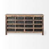 Mercana Wilton I 63x16 Reclaimed Wood and Metal 16 Drawer Sideboard