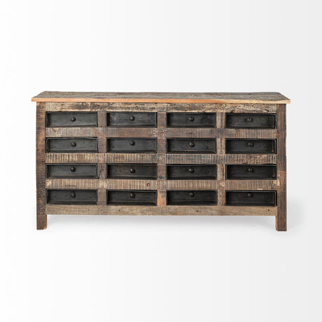 Mercana Wilton I 63x16 Reclaimed Wood and Metal 16 Drawer Sideboard