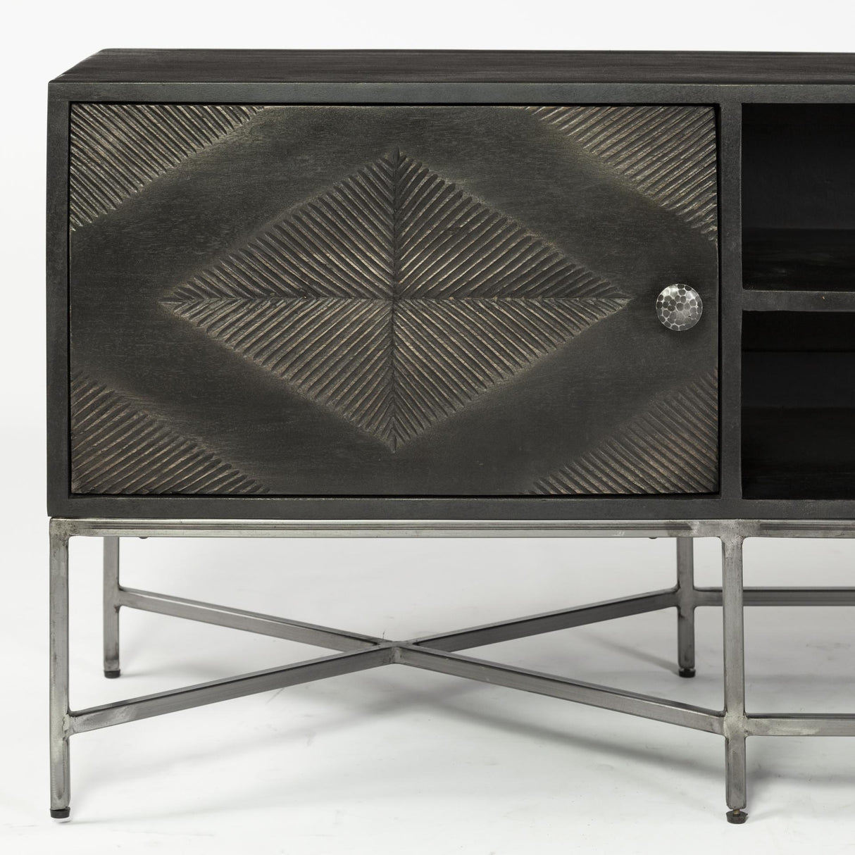 Mercana Hogarth I Dark Brown Solid Wood TV Stand Media Console with Storage, TV up to 81"