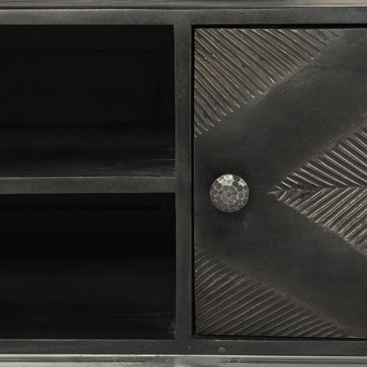 Mercana Hogarth I Dark Brown Solid Wood TV Stand Media Console with Storage, TV up to 81"
