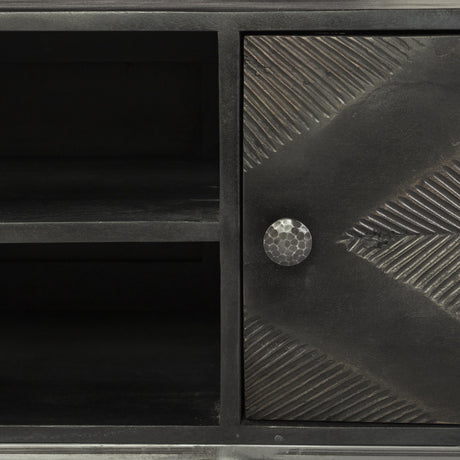 Mercana Hogarth I Dark Brown Solid Wood TV Stand Media Console with Storage, TV up to 81"