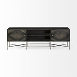 Mercana Hogarth I Dark Brown Solid Wood TV Stand Media Console with Storage, TV up to 81"