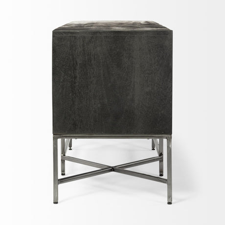 Mercana Hogarth I Dark Brown Solid Wood TV Stand Media Console with Storage, TV up to 81"