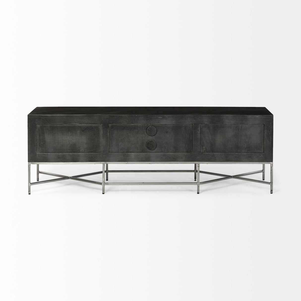 Mercana Hogarth I Dark Brown Solid Wood TV Stand Media Console with Storage, TV up to 81"