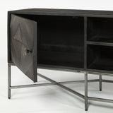Mercana Hogarth I Dark Brown Solid Wood TV Stand Media Console with Storage, TV up to 81"
