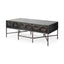 Mercana Hogarth 48x24 Rectangular Brown Solid Wood Top Iron Metal Base w/6 Drawers Coffee Table