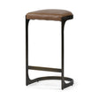 Mercana Tyson 31" Seat Height Brown Leather Seat Black Metal Frame Stool