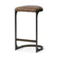 Mercana Tyson 31" Seat Height Brown Leather Seat Black Metal Frame Stool