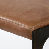 Mercana Tyson 31" Seat Height Brown Leather Seat Black Metal Frame Stool