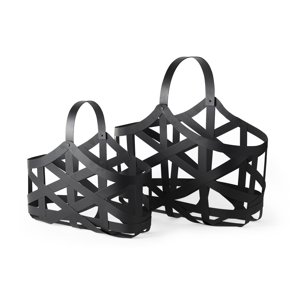 Mercana Tyrell (Set of 2) 23L x 11W; 18L x 8W Black Iron Metal Baskets