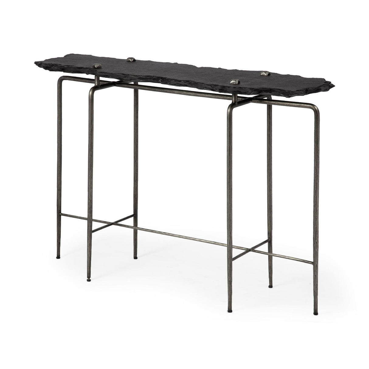 Mercana Pinera III 49L x 17W Black Slate W/Iron Base Console Table