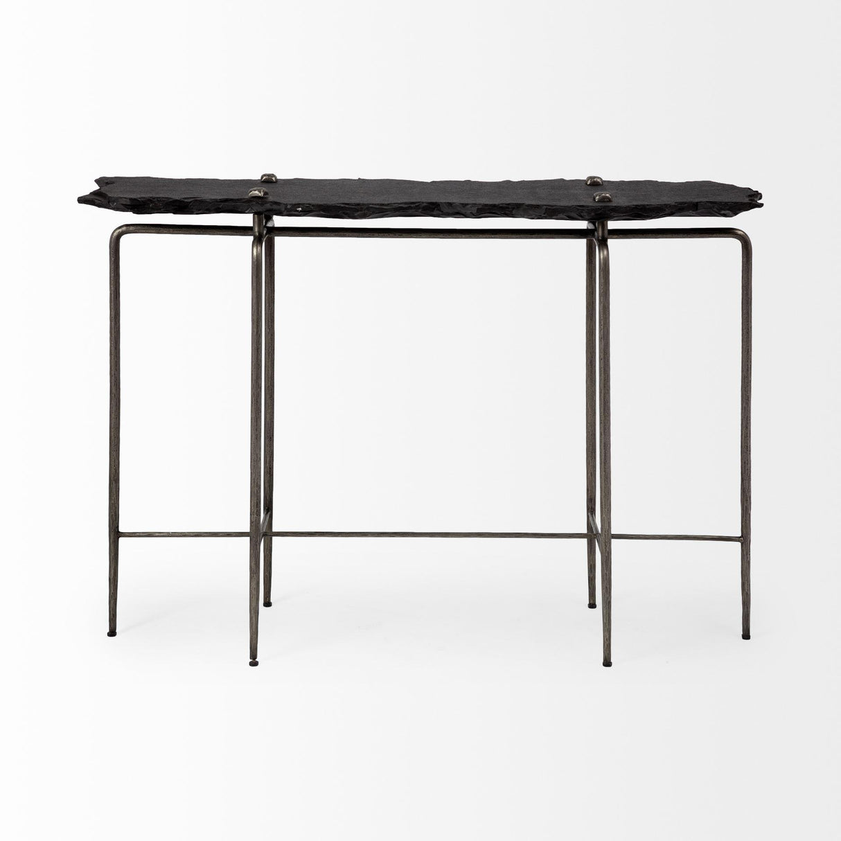 Mercana Pinera III 49L x 17W Black Slate W/Iron Base Console Table