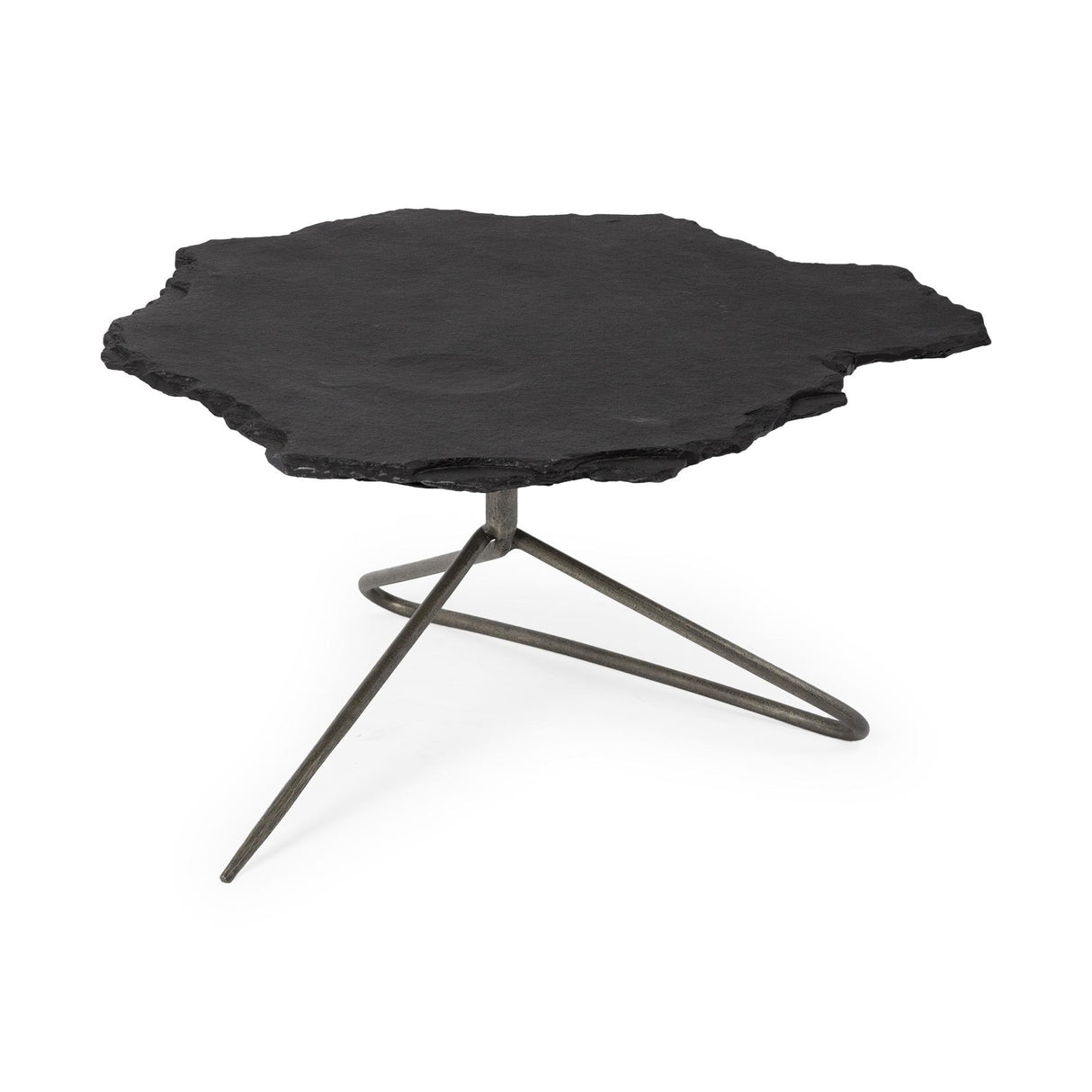 Mercana Pinera 37"x33" Black Slate With Iron Base Coffee Table
