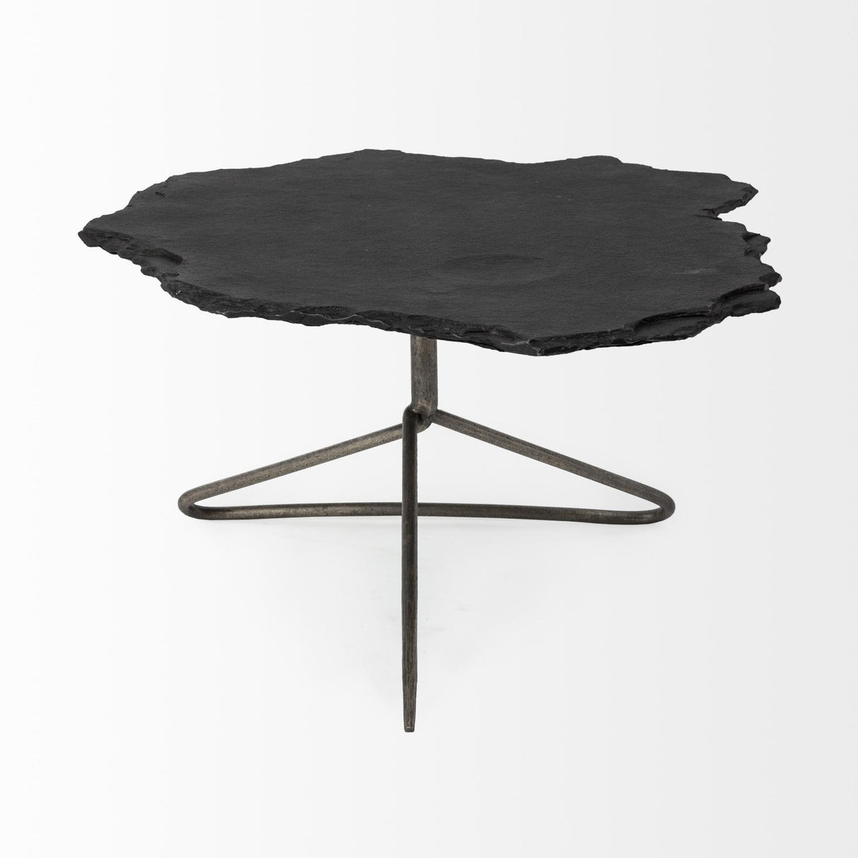 Mercana Pinera 37"x33" Black Slate With Iron Base Coffee Table