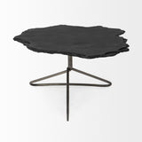 Mercana Pinera 37"x33" Black Slate With Iron Base Coffee Table