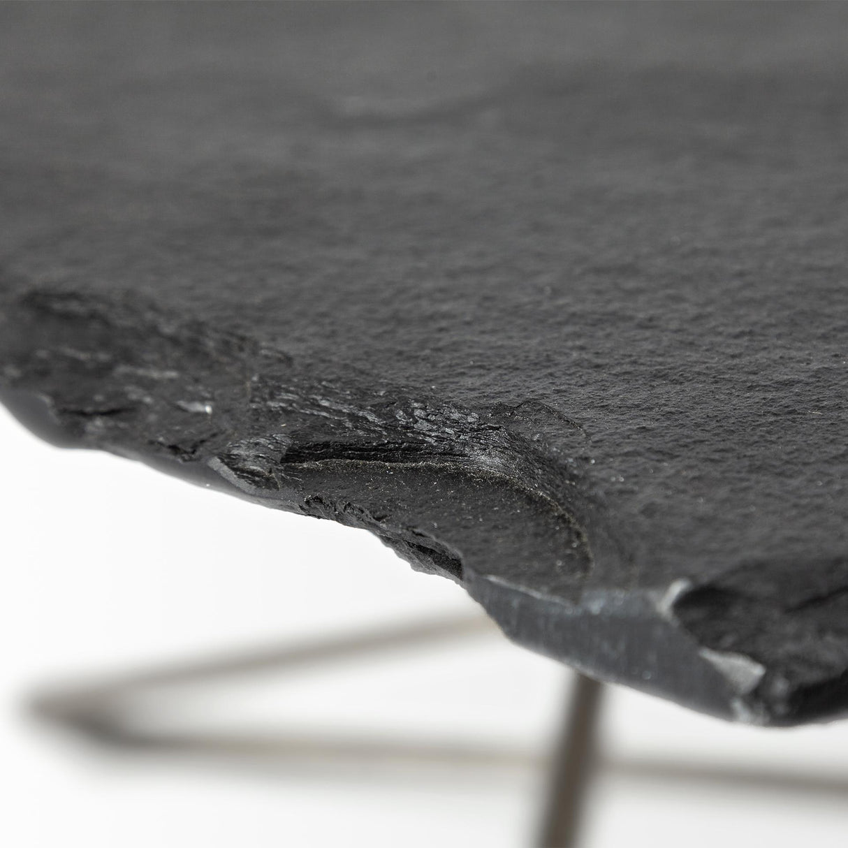 Mercana Pinera 37"x33" Black Slate With Iron Base Coffee Table