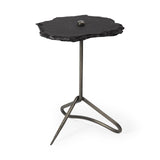 Mercana Pinera II 19L x 19W Black Slate Top W/ Triangular Iron Base Accent Table